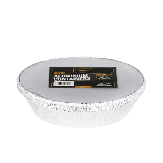 Aluminium Containers Packed 7" Round Foil 'Superior' 20/5's