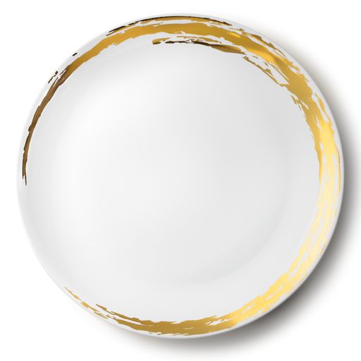 Round Serving Tray White & Gold