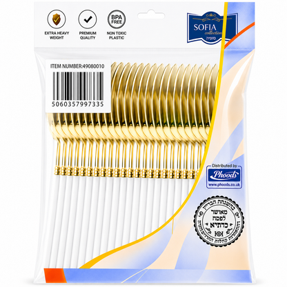 Superior Ribbed  Teaspoons Gold/White 50/20's