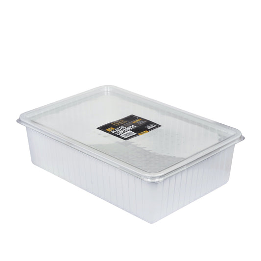 Plastic Containers Packed 7000cc Rect White W/Clear Lids 'Phoods'