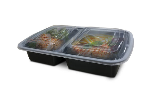 Plastic Container 2 Comp/33oz Black/Clear Lids 'Newspring'