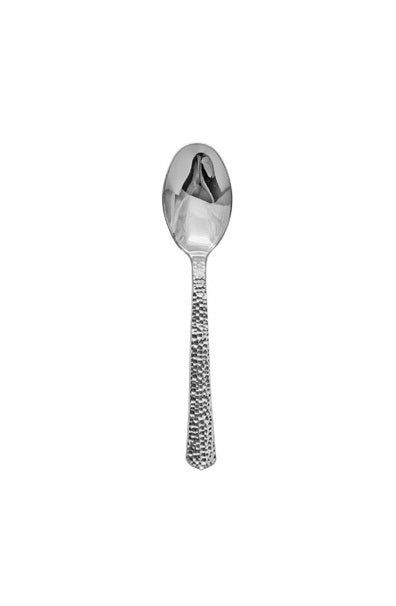 Plastic Teaspoons Silver Look - Hammered 'Decor'
