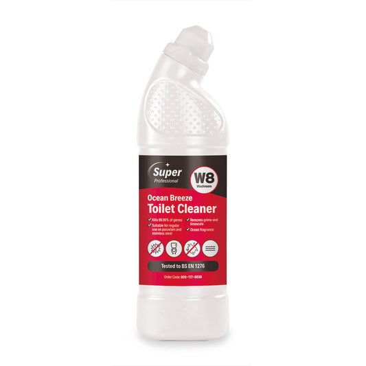 Strong Toilet Cleaner Ocean Breeze Scent "Kills 99% Germs" 'Super' 12/750ml