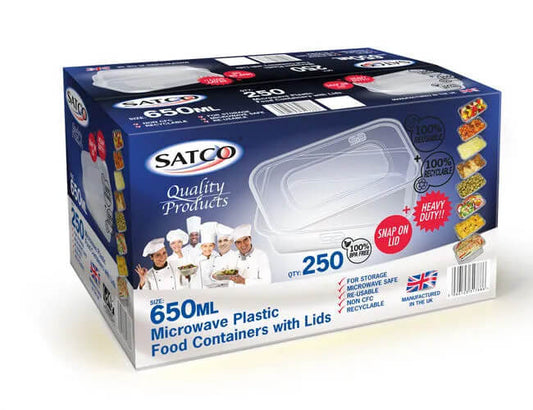 Plastic Containers & Lids 650cc Rectangular Satco
