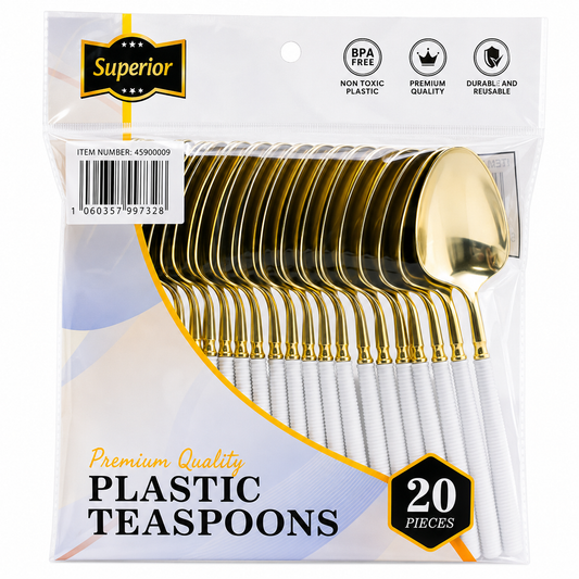Superior Ribbed  Teaspoons Gold/White 50/20's