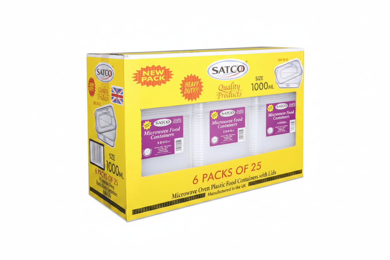 Plastic Containers & Lids 1000cc Rect Clear 'Satco'