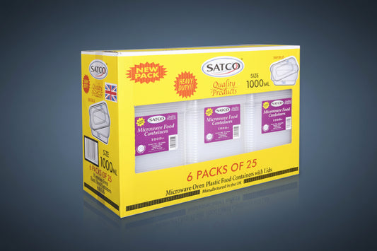 Plastic Containers & Lids 1000cc Rect Clear 'Satco'