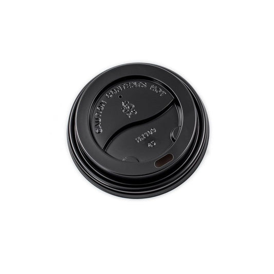Plastic Black Sip Thru Dome Lids 12oz - 16oz