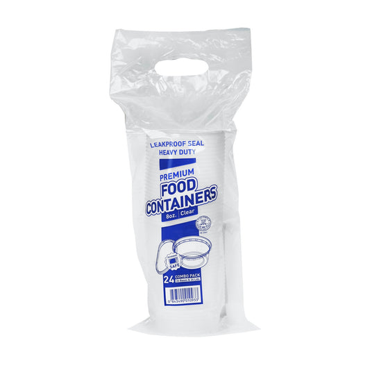 Plastic Containers & Lids 8oz Round Clear 'SealPro' Packed