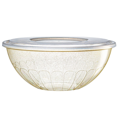 Plastic Reusable Salad Bowl 12" Gold Glitter 'Decor'
