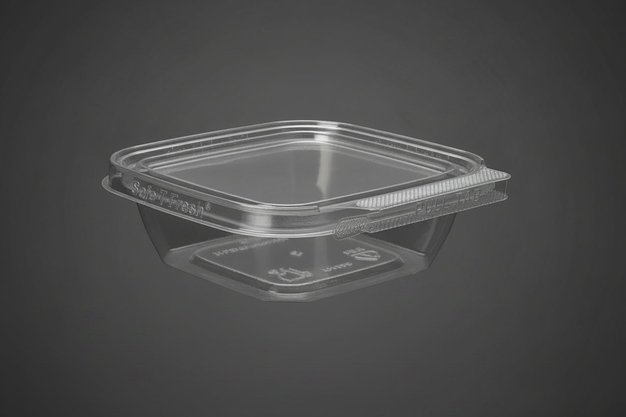 Plastic Containers 8oz 'SquareWare' Tamper Evident