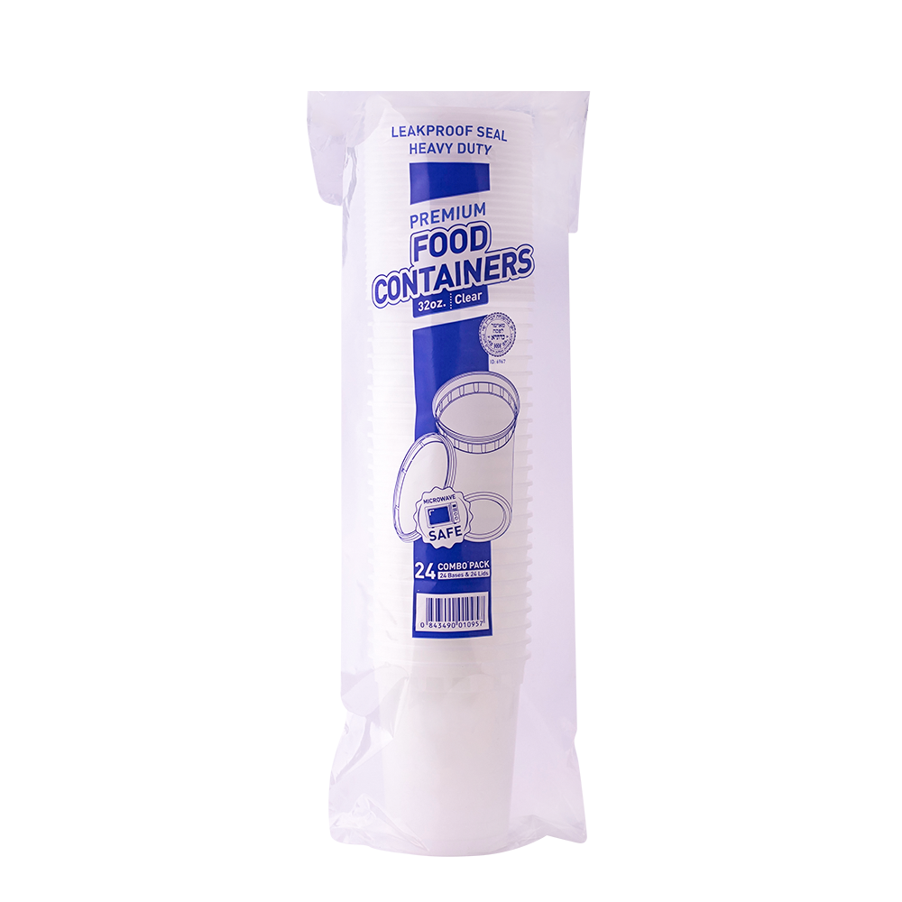 Plastic Containers & Lids 32oz Round Clear 'SealPro'