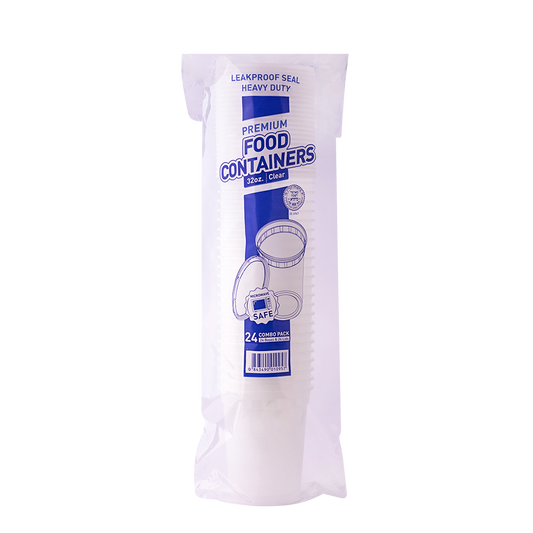 Plastic Containers & Lids 32oz Round Clear 'SealPro'