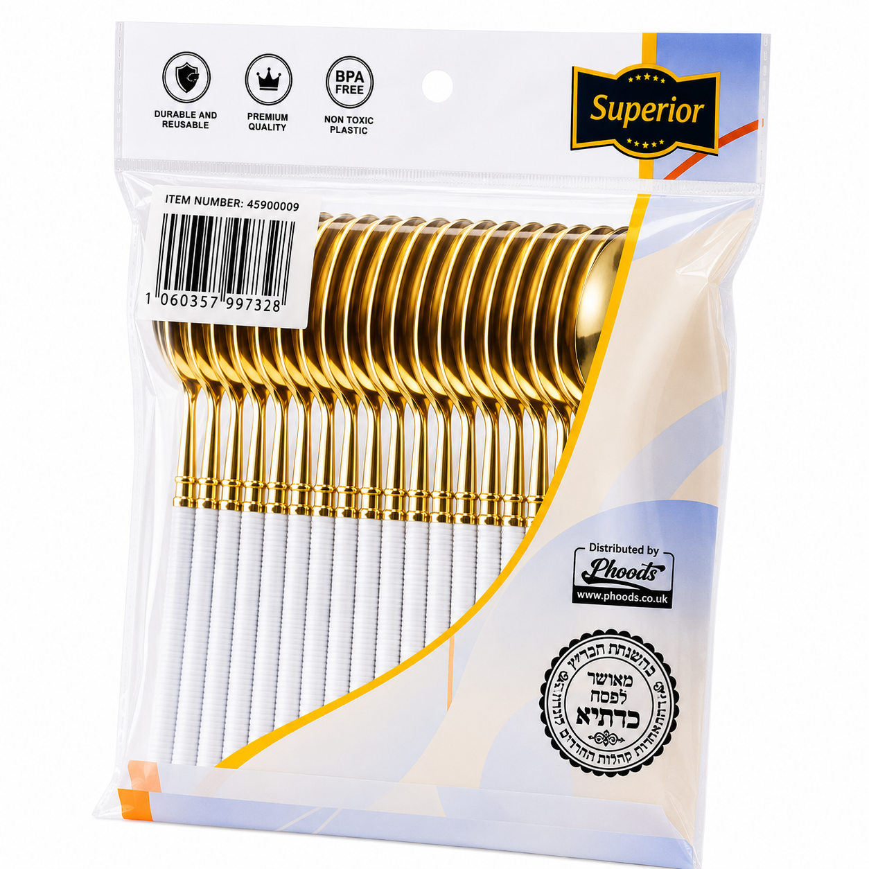 Superior Ribbed Spoons Gold/White 50/20's