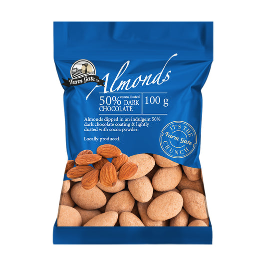 Dark Chocolate Coated Almond Nuts with Cocoa Dusting 'Farmgate' 100g