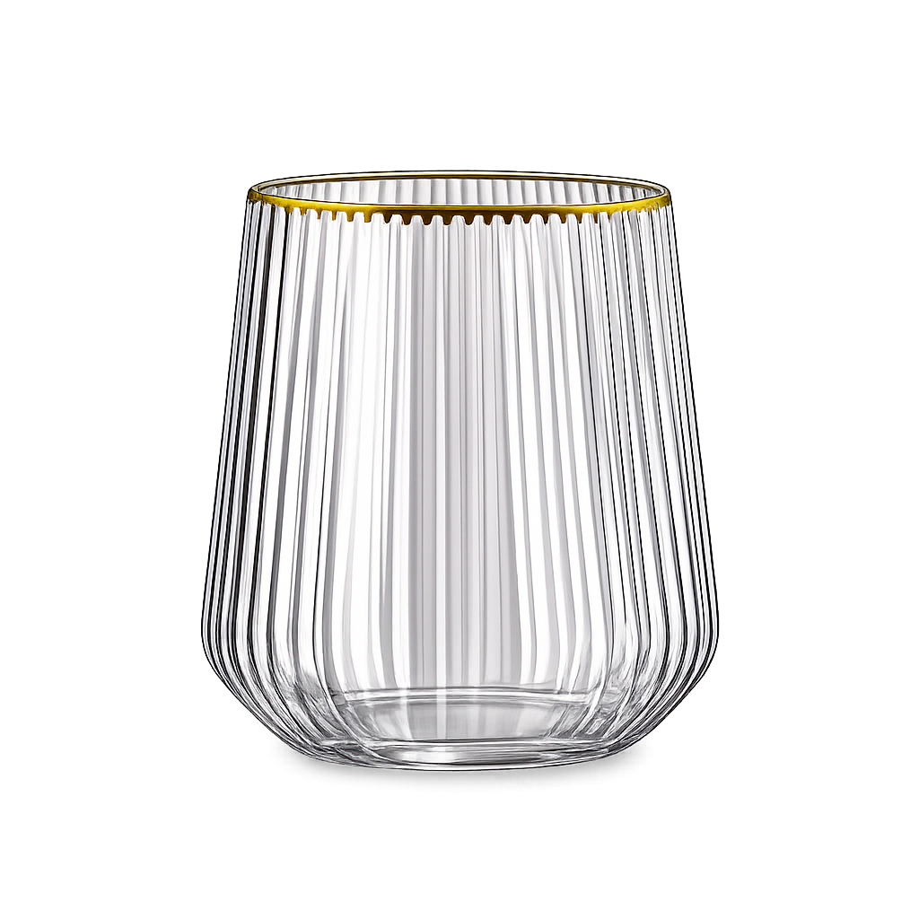 Stemless Wine Glasses 12oz Clear/Gold 'Superior' 8/6's