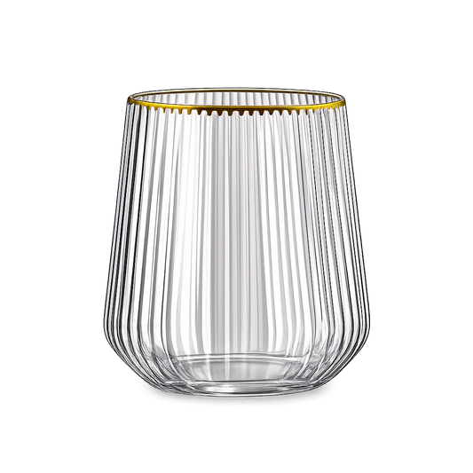 Stemless Wine Glasses 12oz Clear/Gold 'Superior' 8/6's
