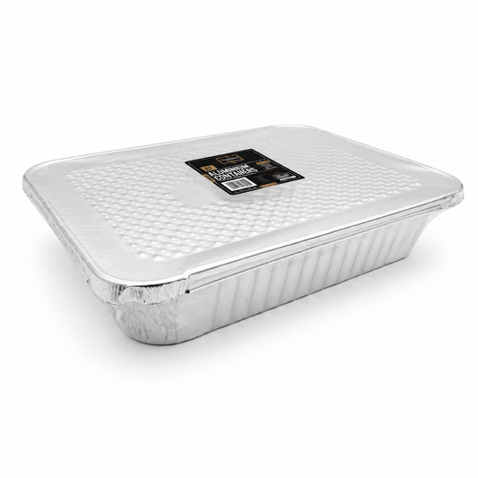 Aluminium Containers Packed With Aluminium Lids Small Roaster (367) 'Superior' 8/2's