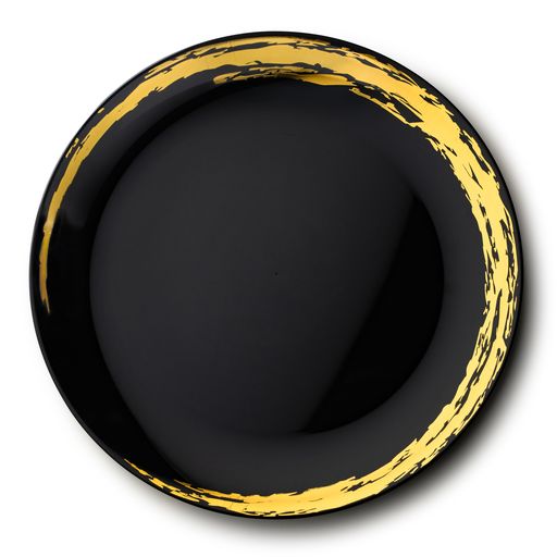 Round Serving Tray Black & Gold