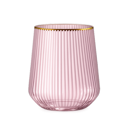 Stemless Wine Glasses 12oz Pink/Gold 'Superior' 8/6's