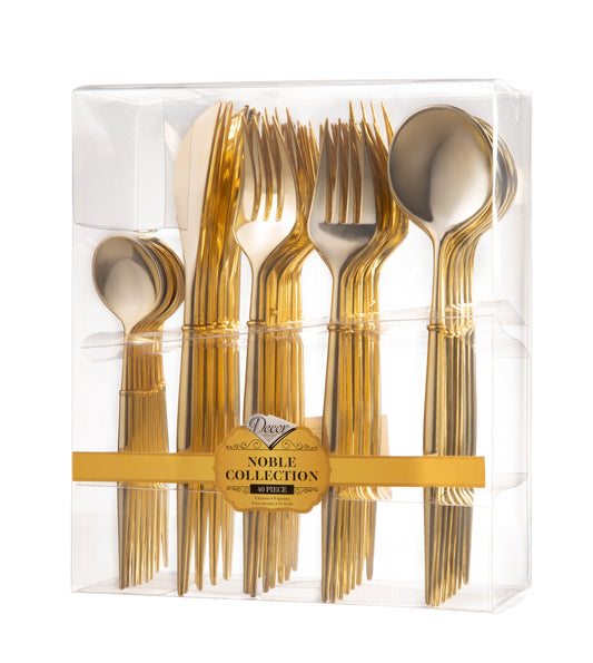 Cutlery Combo Shiny Gold 8 x Spoons, 16 x Forks, 8 x Knives, 8 x Tea Spoons